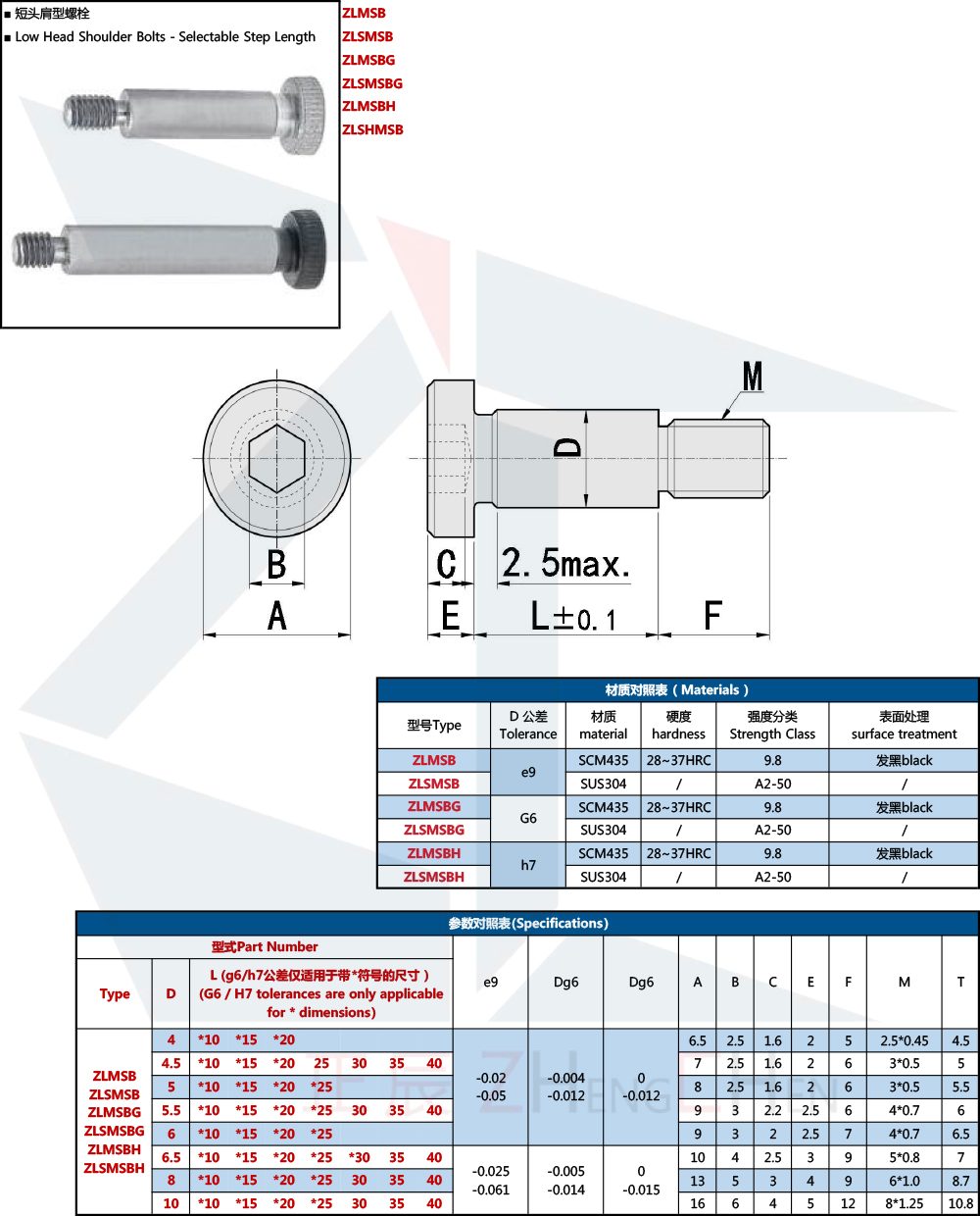 어깨 나사 - 낮은 머리