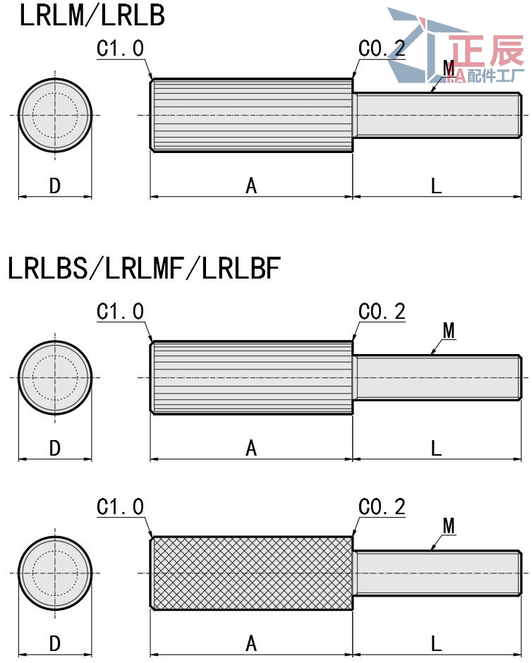 LRLB 강철/스테인리스 강철 긴 널링 헤드 나비나사
