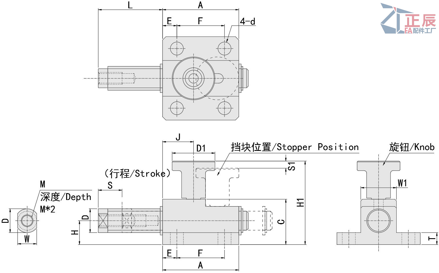 스프링 장착 가이드 핀 플런저 ZGPL