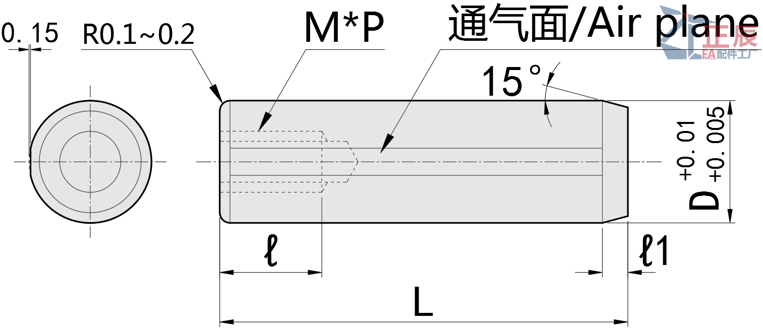 정밀 맞춤핀 스트레이트 편측 탭+0.01/+0.005mm