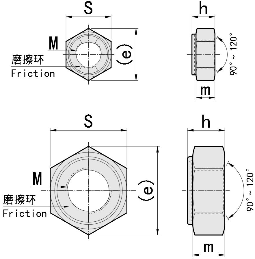 U-너트 UNUTSZ 자동 잠금 너트 DIN 980 잠금 너트