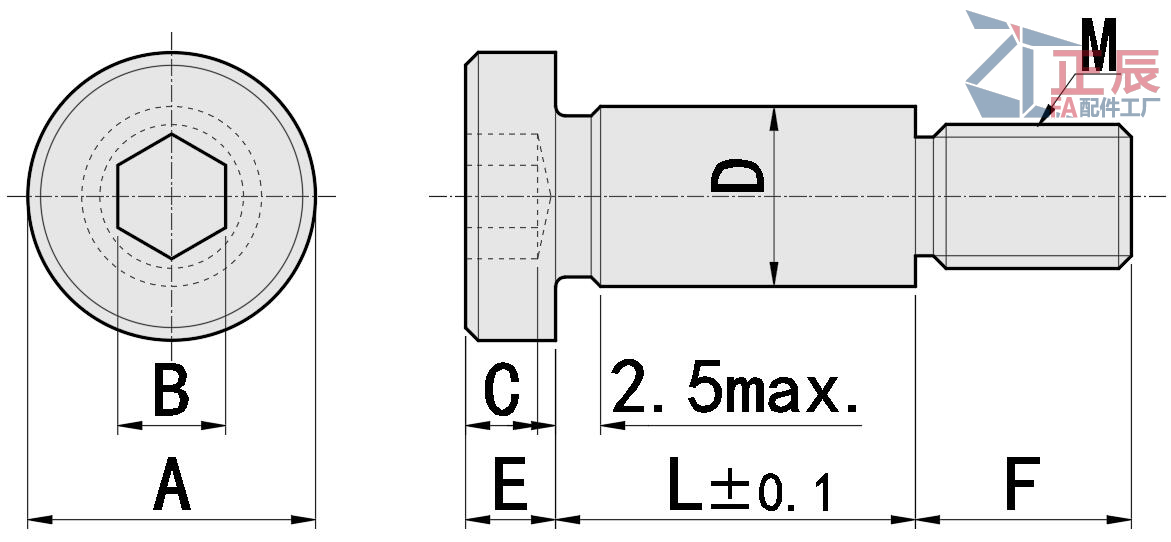 어깨 나사 낮은 머리 선택 가능한 스텝 길이 LMSB