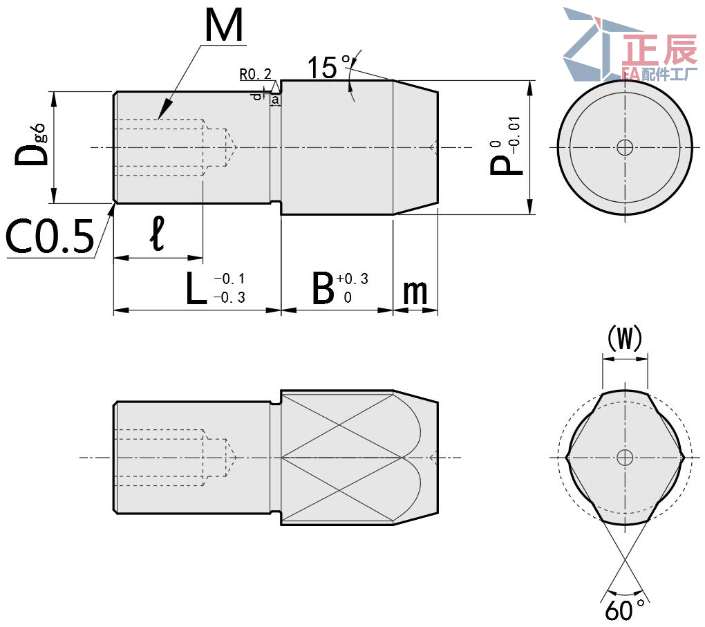 대형 헤드 위치 결정 핀 원형/다이아몬드 헤드 테이퍼 팁 JPBTB