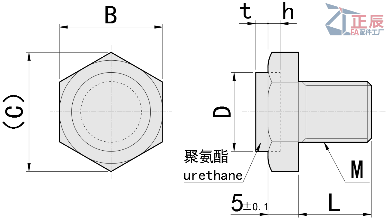스톱 핀 나사형 우레탄 붙이 USTEH USSTEH
