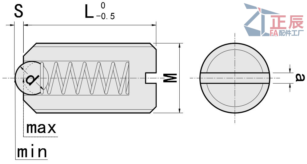강철 볼 또는 나일론 볼 ZPB가 있는 파란색 플라스틱 볼 스프링 플런저 스레드